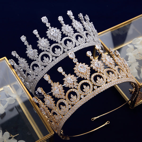 Cubic Zircon Crystal Wedding Hair Accessories Royal Princess Silver Brides Tiaras Crowns TR0420