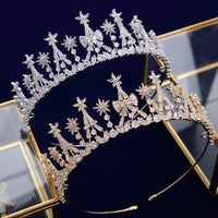 Gold\Silver Simple Full ZirconTiaras Crowns for Bridal Crystal Brides Hairbands  Evening Hair Accessories TR0421