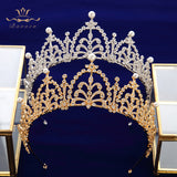 European Pearls Full Zircon Bridal Tiaras Crowns Headpieces Plated Crystal Wedding Hairbands For Brides TR0430