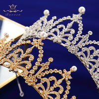 European Pearls Full Zircon Bridal Tiaras Crowns Headpieces Plated Crystal Wedding Hairbands For Brides TR0430