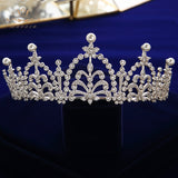 European Pearls Full Zircon Bridal Tiaras Crowns Headpieces Plated Crystal Wedding Hairbands For Brides TR0430