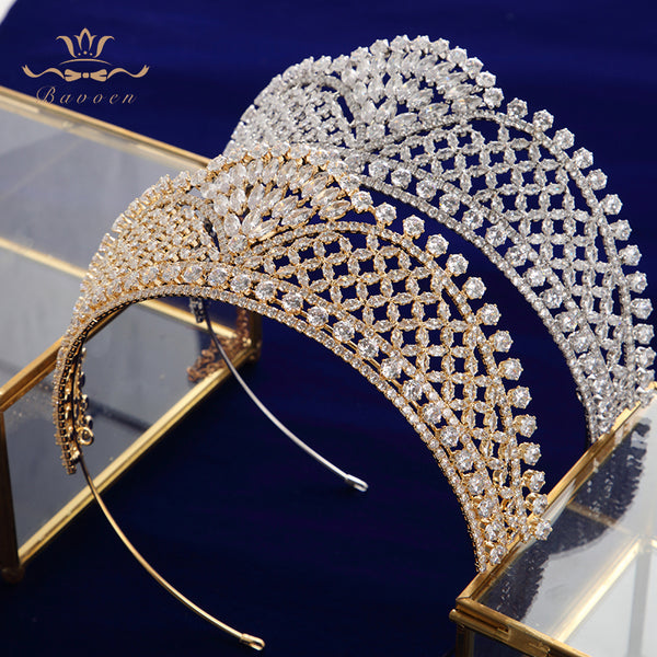 Oversize Royal Full Zircon Bridal Tiaras Crowns Headpieces Plated Crystal Wedding Hairbands For Brides TR0431