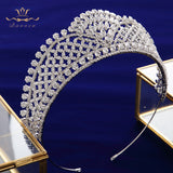 Oversize Royal Full Zircon Bridal Tiaras Crowns Headpieces Plated Crystal Wedding Hairbands For Brides TR0431