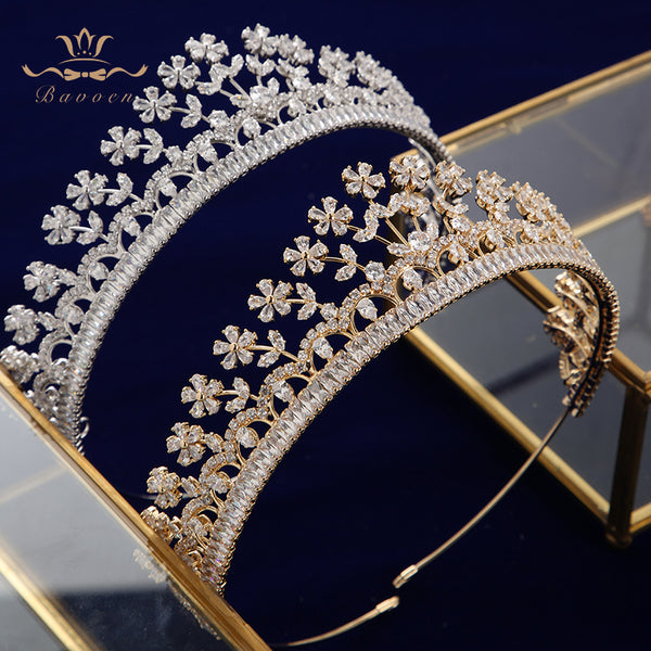 Sparkly Royal Full Zircon Bridal Tiaras Headpiece Crystal Crowns Wedding Hair Accessory TR0441