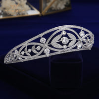 Gorgeous Cubic Zircon Crystal Silver Brides Tiaras Crowns Headpieces Wedding Hair Accessories TR0451