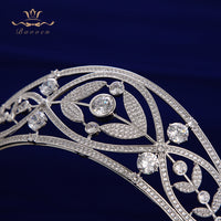 Gorgeous Cubic Zircon Crystal Silver Brides Tiaras Crowns Headpieces Wedding Hair Accessories TR0451