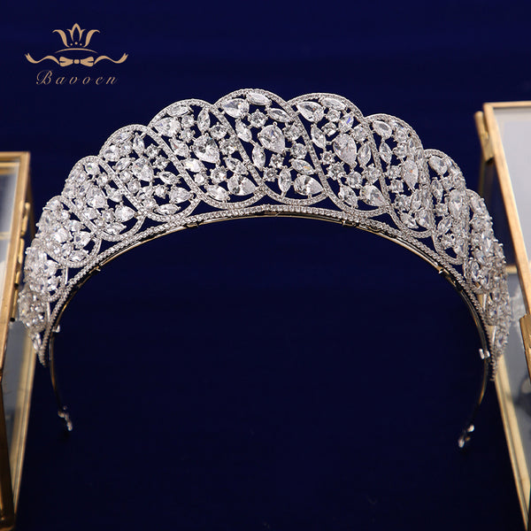 Princess Silver Sparkling Zircon Brides Tiaras Crown Bridal Hairbands Headpiece Wedding Hair Accessories TR0459