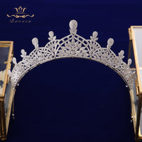 Luxurious Plated Zircon Brides Tiaras Crowns Crystal Silver Brides Headbands Headpieces TR0460