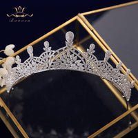 Luxurious Plated Zircon Brides Tiaras Crowns Crystal Silver Brides Headbands Headpieces TR0460