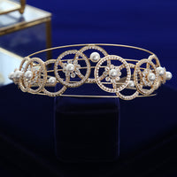 Gorgeous Cubic Zircon Brides Headbands Tiaras Pearls Wedding Headpieces TR0479