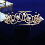 Gorgeous Cubic Zircon Brides Headbands Tiaras Pearls Wedding Headpieces TR0479