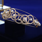 Gorgeous Cubic Zircon Brides Headbands Tiaras Pearls Wedding Headpieces TR0479