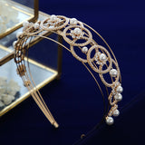 Gorgeous Cubic Zircon Brides Headbands Tiaras Pearls Wedding Headpieces TR0479