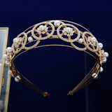 Gorgeous Cubic Zircon Brides Headbands Tiaras Pearls Wedding Headpieces TR0479