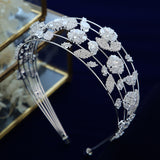 European Cubic Zircon Brides Headbands Tiaras Wedding Headpieces TR0482