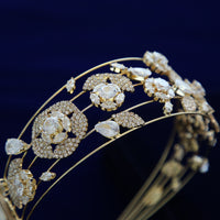 European Cubic Zircon Brides Headbands Tiaras Wedding Headpieces TR0482