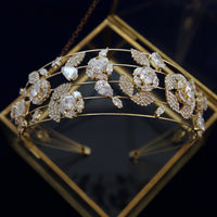 European Cubic Zircon Brides Headbands Tiaras Wedding Headpieces TR0482