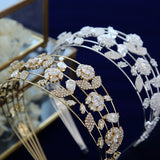 European Cubic Zircon Brides Headbands Tiaras Wedding Headpieces TR0482