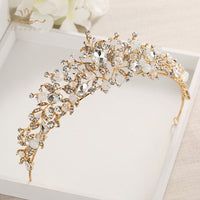 Fashion Brides Crystal Tiaras Crowns Gold Headpieces Rhinestone Wedding Hair Accessories