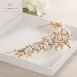 Fashion Brides Crystal Tiaras Crowns Gold Headpieces Rhinestone Wedding Hair Accessories