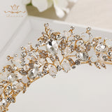 Fashion Brides Crystal Tiaras Crowns Gold Headpieces Rhinestone Wedding Hair Accessories