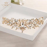 Fashion Brides Crystal Tiaras Crowns Gold Headpieces Rhinestone Wedding Hair Accessories