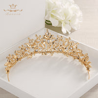 Fashion Brides Crystal Tiaras Crowns Gold Headpieces Rhinestone Wedding Hair Accessories