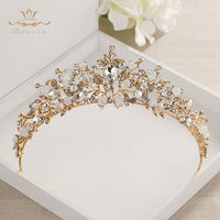 Fashion Brides Crystal Tiaras Crowns Gold Headpieces Rhinestone Wedding Hair Accessories