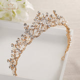 Fashion Brides Crystal Tiaras Crowns Gold Headpieces Pearls Wedding Hair Accessories