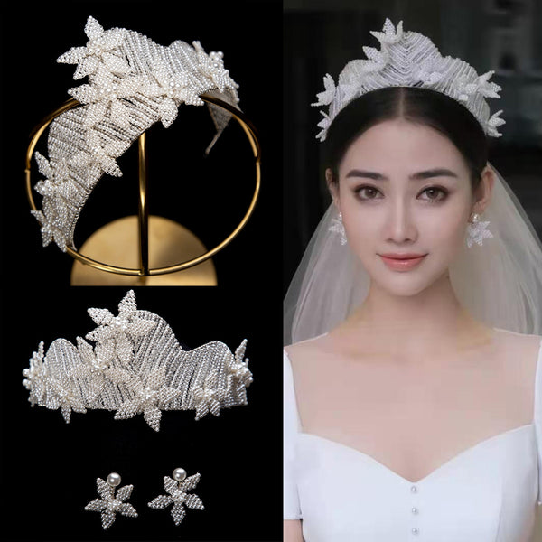 European Oversize Tiaras Crows Headpieces set Wedding Hair Accessory