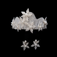 European Oversize Tiaras Crows Headpieces set Wedding Hair Accessory