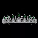 Elegant Green Cubic Zircon Bridal Crowns Tiara Headpieces