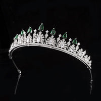 Elegant Green Cubic Zircon Bridal Crowns Tiara Headpieces