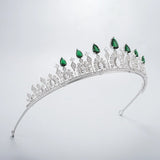 Elegant Green Cubic Zircon Bridal Crowns Tiara Headpieces