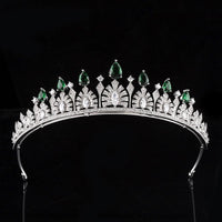 Elegant Green Cubic Zircon Bridal Crowns Tiara Headpieces