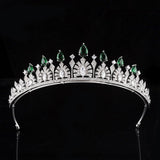 Elegant Green Cubic Zircon Bridal Crowns Tiara Headpieces