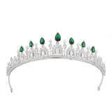 Elegant Green Cubic Zircon Bridal Crowns Tiara Headpieces