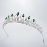 Elegant Green Cubic Zircon Bridal Crowns Tiara Headpieces