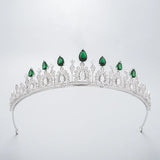 Elegant Green Cubic Zircon Bridal Crowns Tiara Headpieces