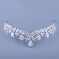 Silver Royal Cubic Zircon Crystal Tiara Crown Headdress Wedding Headpieces