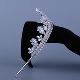 Silver Royal Cubic Zircon Crystal Tiara Crown Headdress Wedding Headpieces