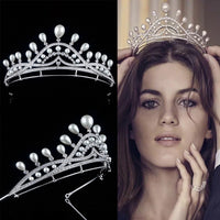 Royal Bridal CZ Zircon Crystal Silver Tiara Crown Headpieces Wedding Headdress