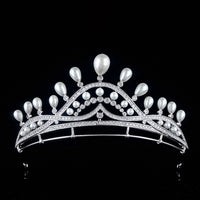 Royal Bridal CZ Zircon Crystal Silver Tiara Crown Headpieces Wedding Headdress