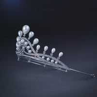 Royal Bridal CZ Zircon Crystal Silver Tiara Crown Headpieces Wedding Headdress