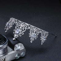 Silver Royal Cubic Zircon Crystal Tiara Crown Headdress Wedding Headpieces