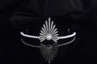 Silver Royal Cubic Zircon Crystal Wedding Tiara Crown Headdress Party Hair Accessory