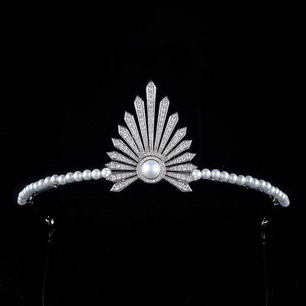 Silver Royal Cubic Zircon Crystal Wedding Tiara Crown Headdress Party Hair Accessory