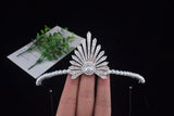 Silver Royal Cubic Zircon Crystal Wedding Tiara Crown Headdress Party Hair Accessory