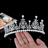 Royal Princess Cubic Zircon & Pearls Wedding Tiara Crown Headdress Party Hair Accessory