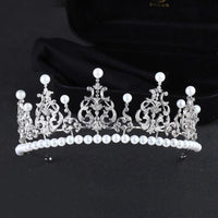 Royal Princess Cubic Zircon & Pearls Wedding Tiara Crown Headdress Party Hair Accessory